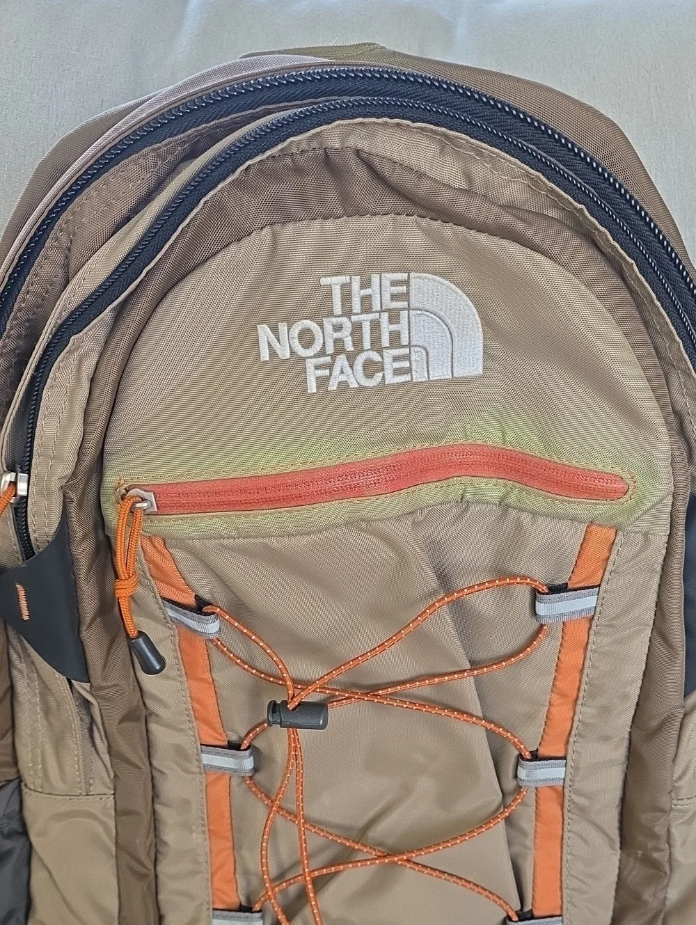 The North Face Borealis Backpack Tan Brown Orange Bungee Hiking Travel Laptop